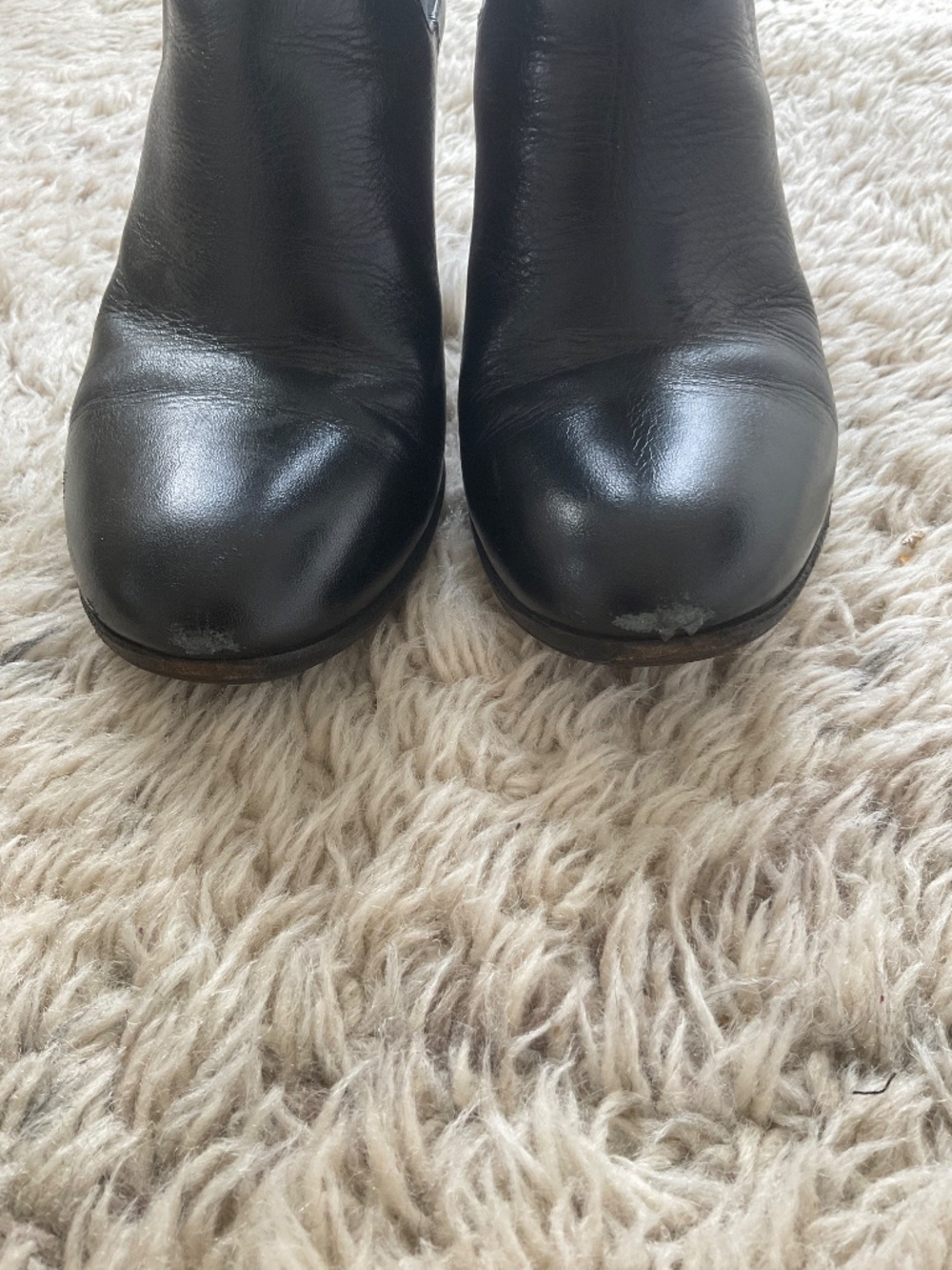 Black Vibram Style Heeled Leather Boots - Picture 9 of 14